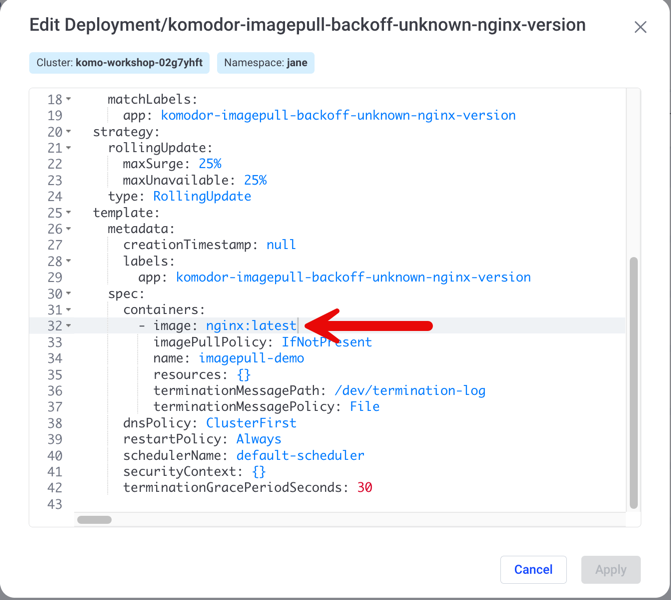 A screenshot showing failed deployment status on the left side of the screen, and at the top of the screen